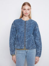 Load image into Gallery viewer, Quilted Tencel Denim Bomber Jacket
