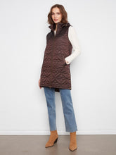 Load image into Gallery viewer, Mocha Long Hooded Puffer Vest
