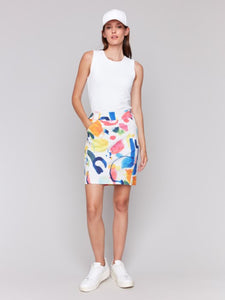 Abstract Printed Stretch Skort