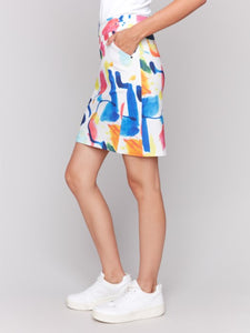 Abstract Printed Stretch Skort