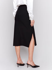 CB- Black Gutsy Crepe Skirt with Patch Pockets