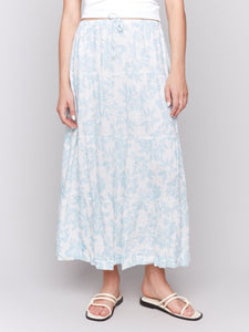 Bloom Linen Blend Printed Tiered Skirt