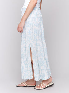 Bloom Linen Blend Printed Tiered Skirt