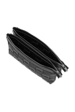 Load image into Gallery viewer, Double Zip Large Weave Black Crossbody Bag
