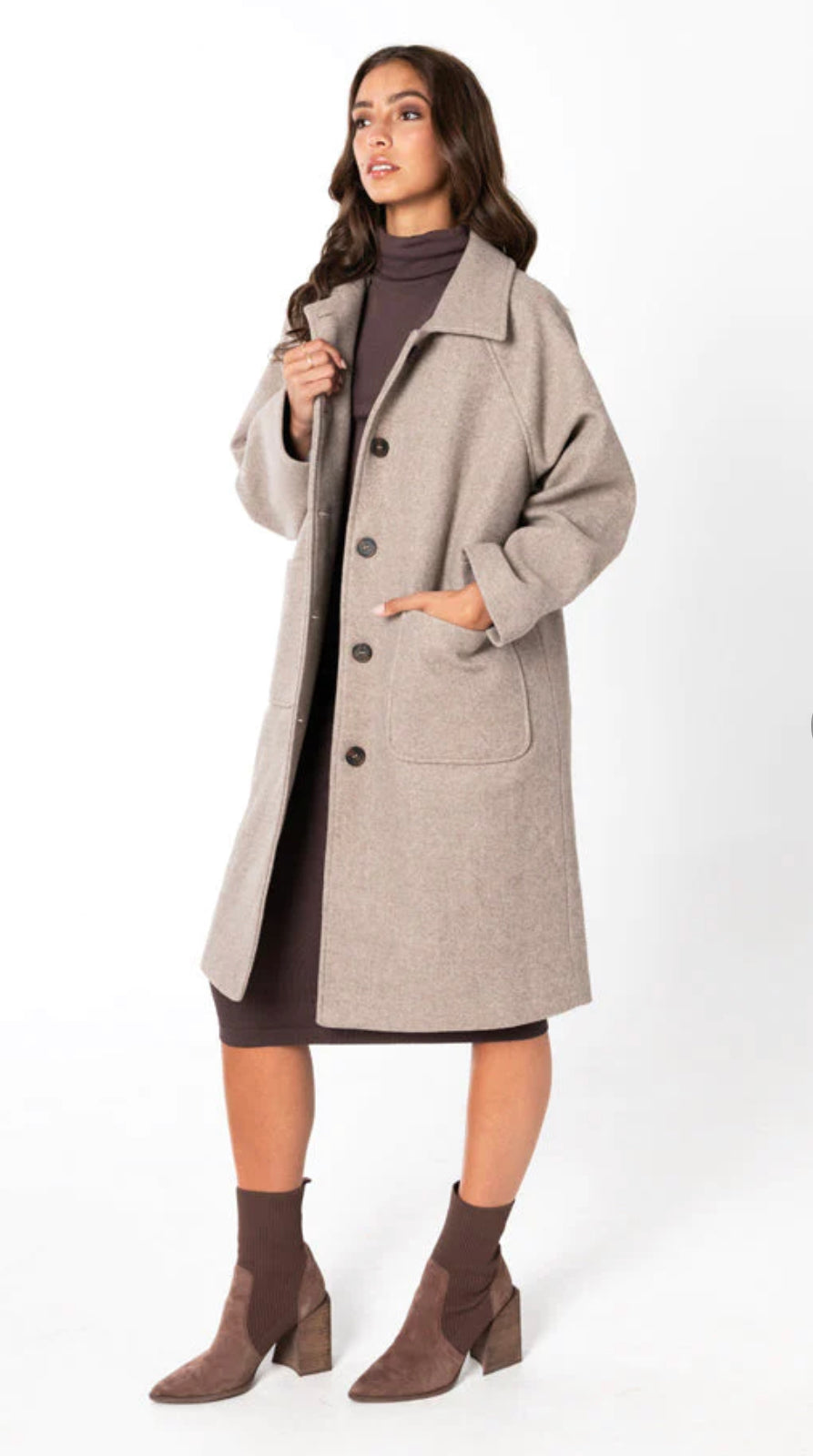 CM- Taupe Relaxed Over Coat