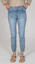 Load image into Gallery viewer, Embellished Hem Straight Leg Pull On Jean
