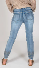 Load image into Gallery viewer, Embellished Hem Straight Leg Pull On Jean
