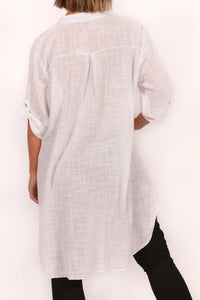 White Cotton Button Down Tunic