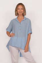 Load image into Gallery viewer, &quot;Blue Jean&quot; Linen Button Back Henley
