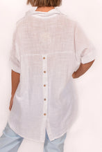 Load image into Gallery viewer, White Linen Button Back Henley
