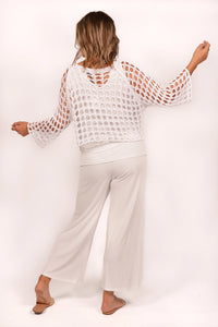 White Holy Knit Bell Sleeve Top