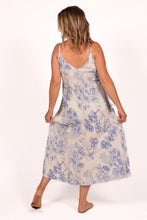 Load image into Gallery viewer, Blue Toile Spaghetti Bias Dress
