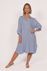 "Blue Jean" Linen Shirt Dress