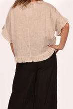 Load image into Gallery viewer, Beige Linen Ruffle Edge Top
