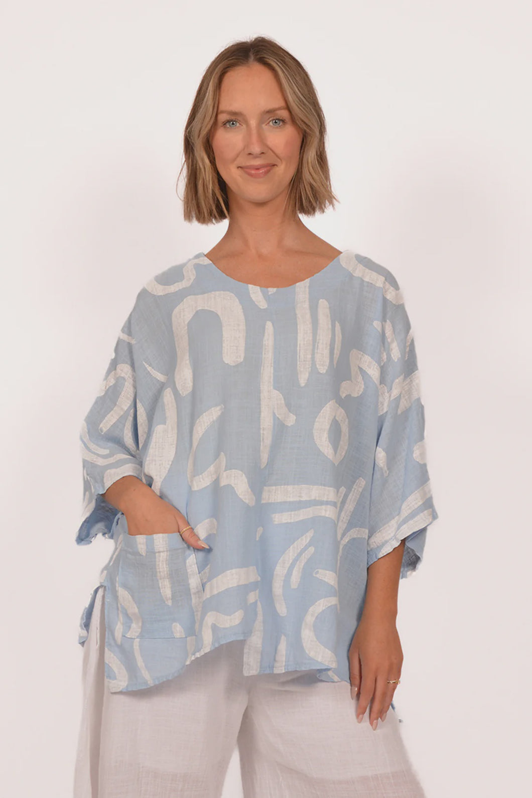 Light Blue Abstract Printed Tunic