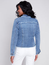 Load image into Gallery viewer, Medium Blue Jean Jacket with Frayed Edges
