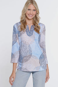 Coastal Printed Notch Neck Top