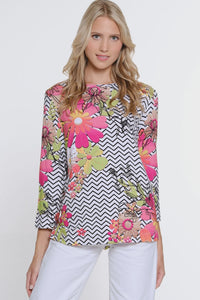 3/4 Sleeve Fuchsia Printed Tunic