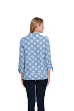 Load image into Gallery viewer, Denim Polka Dot Frayed Hem Blouse
