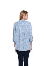 Load image into Gallery viewer, Denim Printed Frayed Hem Blouse

