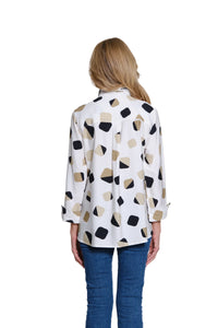 Printed Square Button Front Blouse