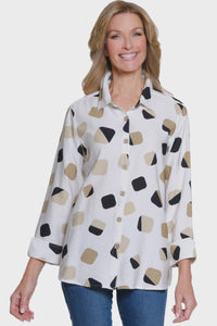 Printed Square Button Front Blouse