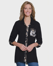 Load image into Gallery viewer, Taupe Printed Roll-Tab Sleeve Woven Shirt
