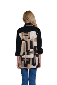 Taupe Printed Roll-Tab Sleeve Woven Shirt