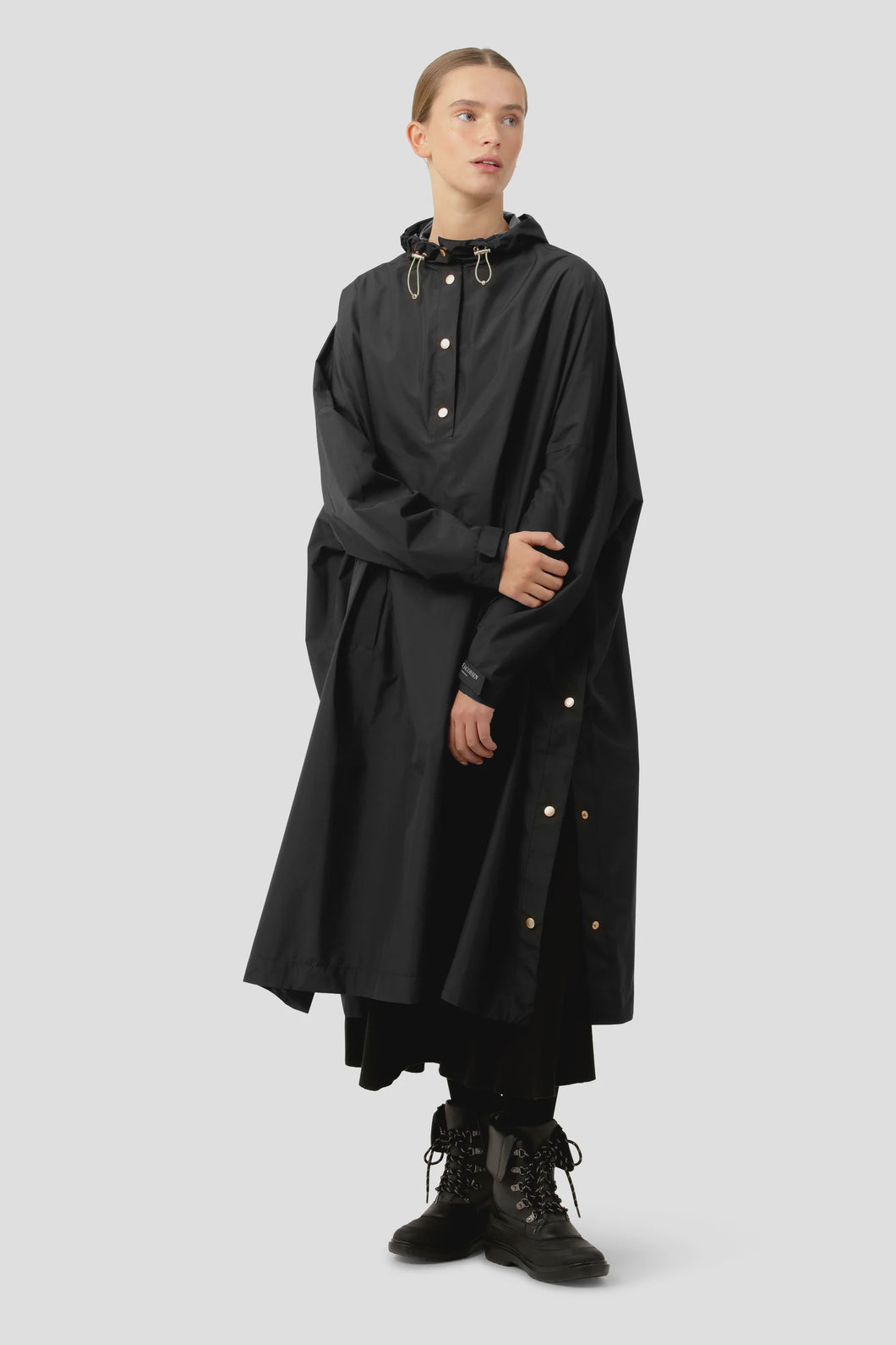 Black Rain Poncho With Sleeves