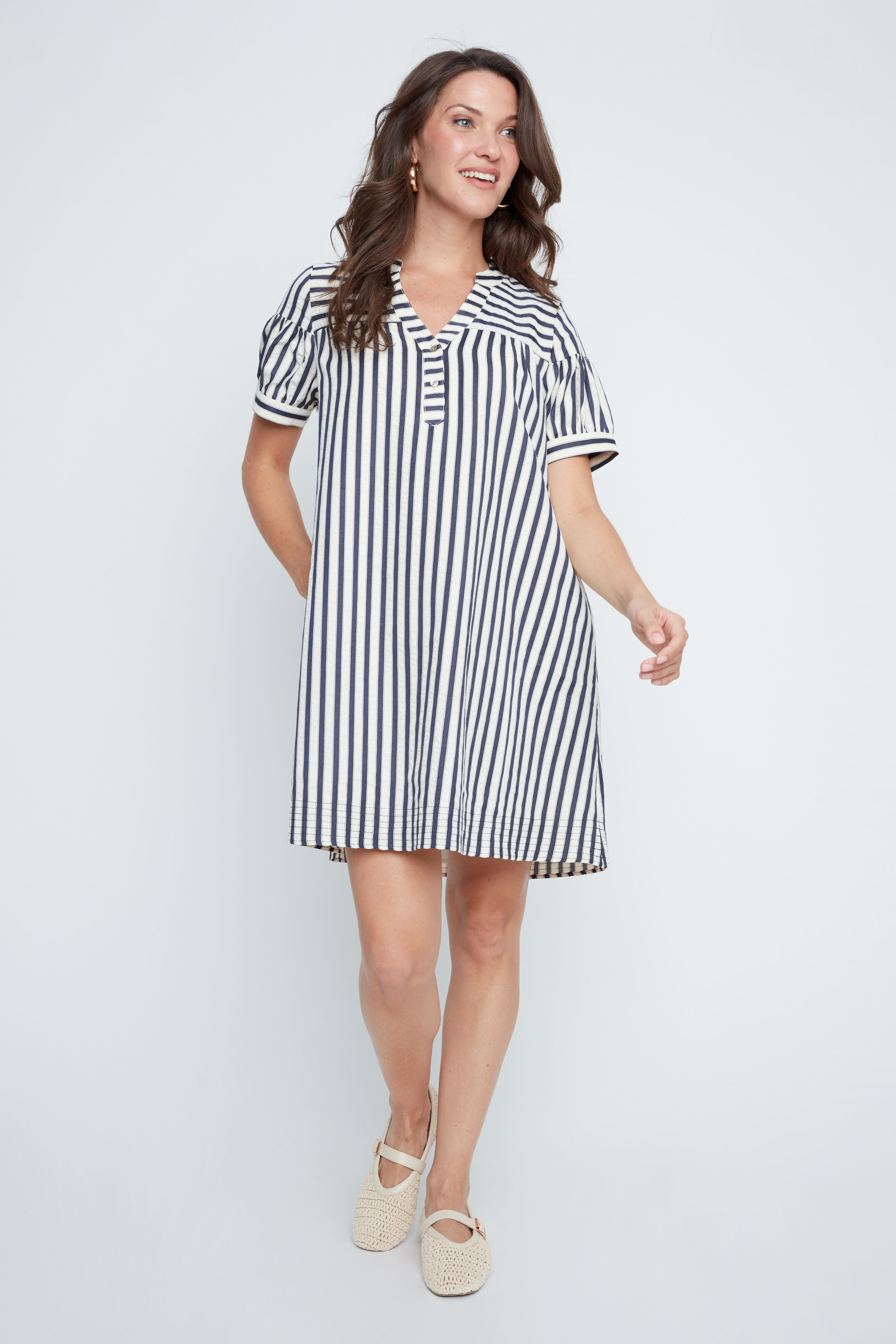 Indigo Striped A-Line Dress – TheVillageBoutique