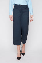 Load image into Gallery viewer, Navy Chevron Printed Cropped Pant
