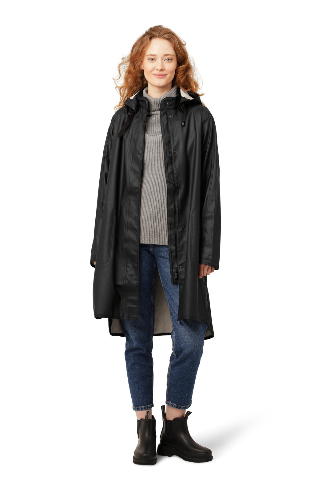 Rain71 Black Mid-Length Raincoat