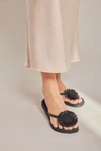 Black Cheerful Floral Sandals