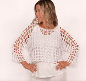 White Holy Knit Bell Sleeve Top