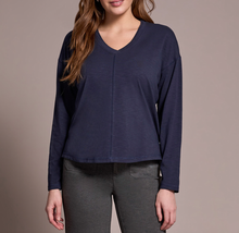 Load image into Gallery viewer, Sapphire V-Neck Flatlock Long Sleeve
