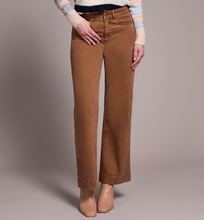 Load image into Gallery viewer, Walnut Comfort Stretch Fly Front Wide Leg Pant
