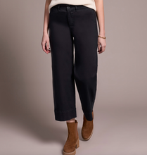 Load image into Gallery viewer, Black High Rise Fly Front Palazzo Pant
