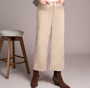 Sandstone High Rise Fly Front Palazzo Pant