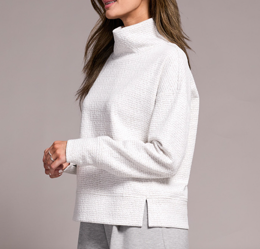 TF- Heather Frost Grey Funnel Neck Sweater