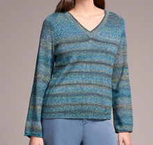 Load image into Gallery viewer, Celestial Striped V-Neck Sweater
