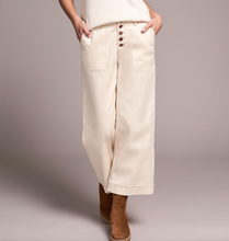 Load image into Gallery viewer, Ecru Sophia Button Front Wide Crop Jean

