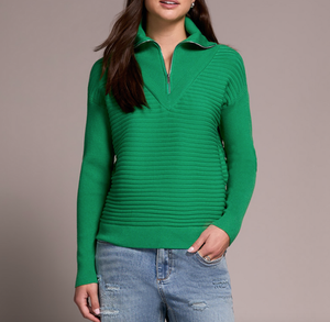 Field Green Knit 1/4 Zip Sweater