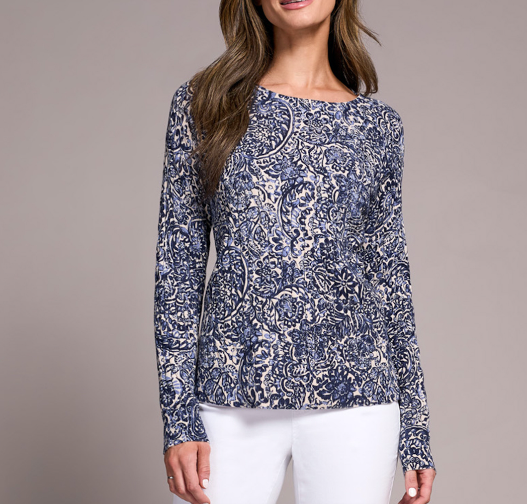 Sapphire Printed Cable Sweater