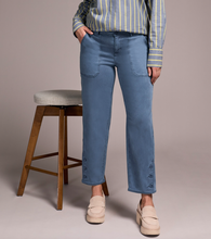 Load image into Gallery viewer, Slate Blue Pork Chop Pocket Pant With Button Hem
