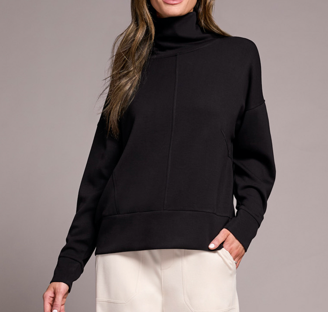 Black Travel Mock Neck Sweater