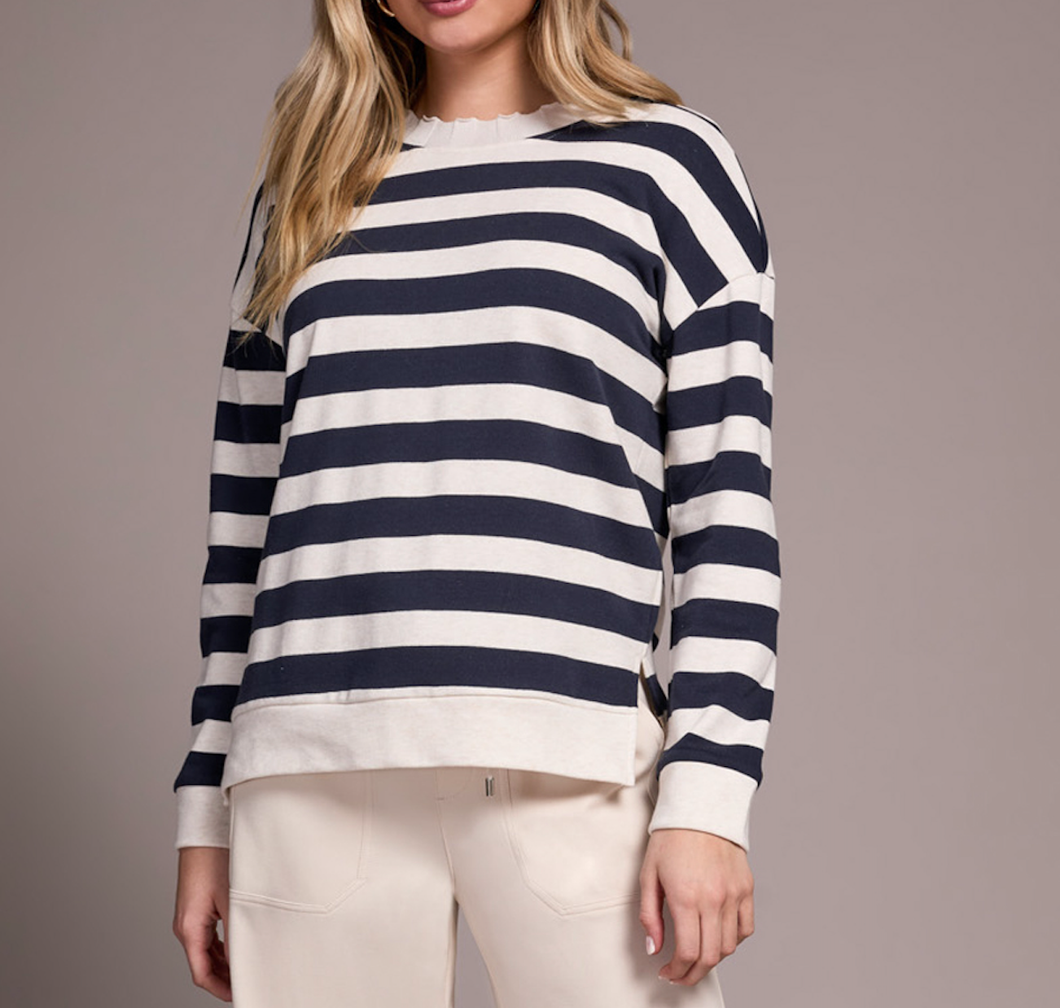 Sapphire Striped Crew Neck Sweater
