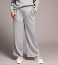 Load image into Gallery viewer, Light Grey Pull On Wide Leg Travel Pant With Front Pleat
