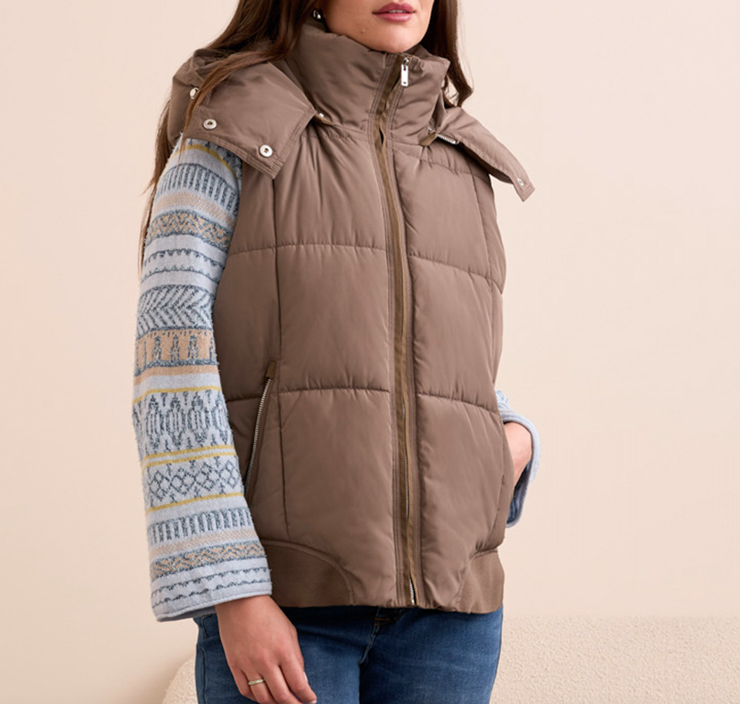 Fossil Quilted Vest With Removable Hood