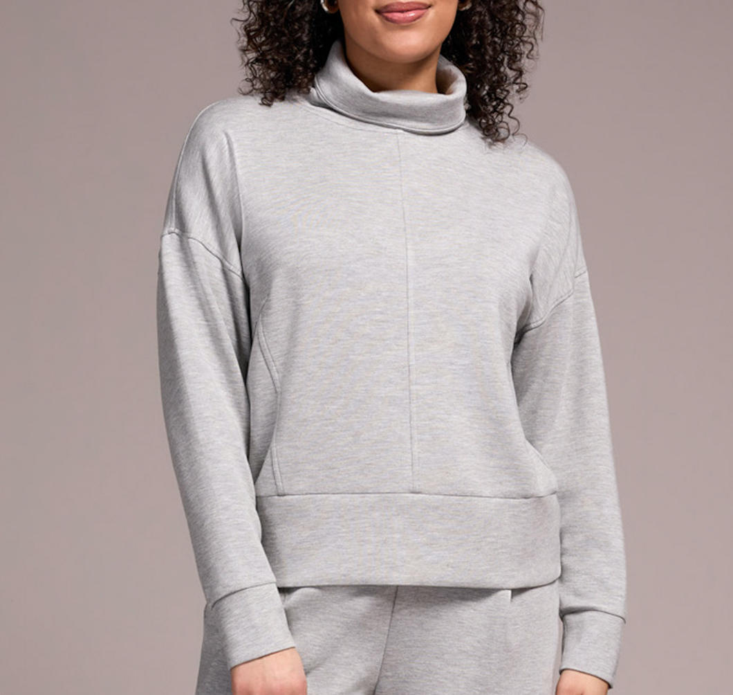 Light Grey Travel Mock Neck Sweater