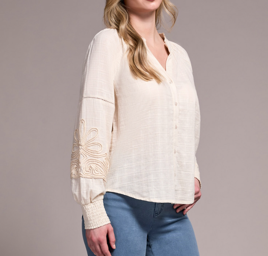 Moonstone Long Sleeve With Applique Detail On Sleeve